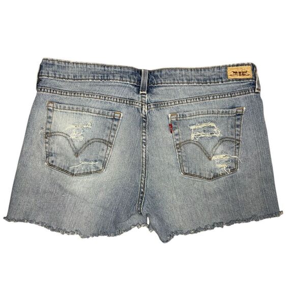 Levi’s Women’s 14 Cutoff Denim Jean Shorts Distressed Mid Rise Medium Wash - Picture 7 of 8
